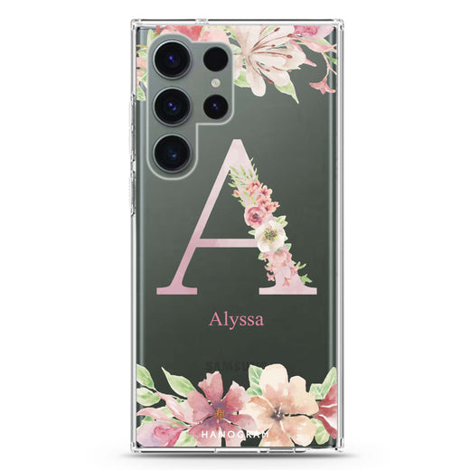 Monogram & Floral Samsung Galaxy Ultra 透明保護殼，適用 S26/S25/S24/S23 Ultra，圖1