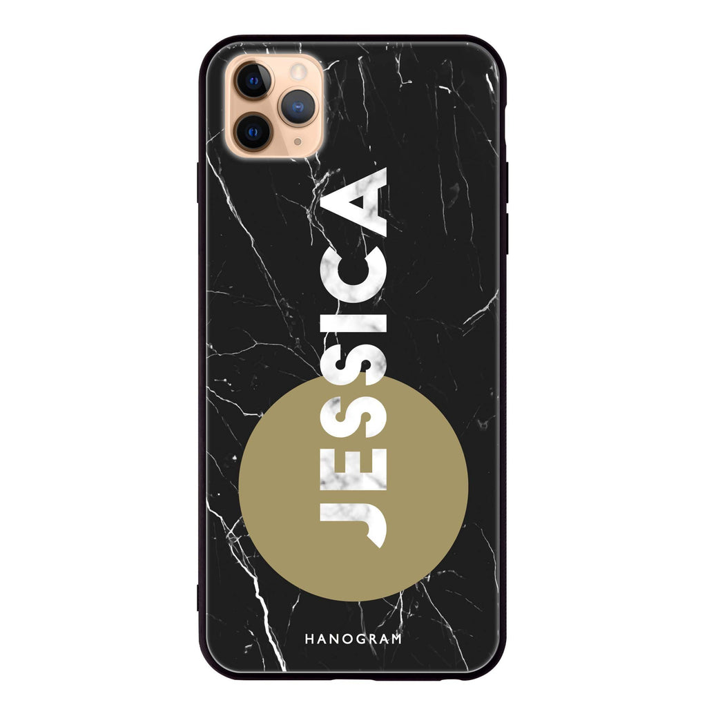 Black And Circle Marble iPhone 11 Pro 超薄強化玻璃殻