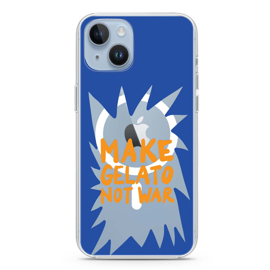 Make Gelato Not War iPhone 14 Plus Magsafe 兼容水晶透明保護殼