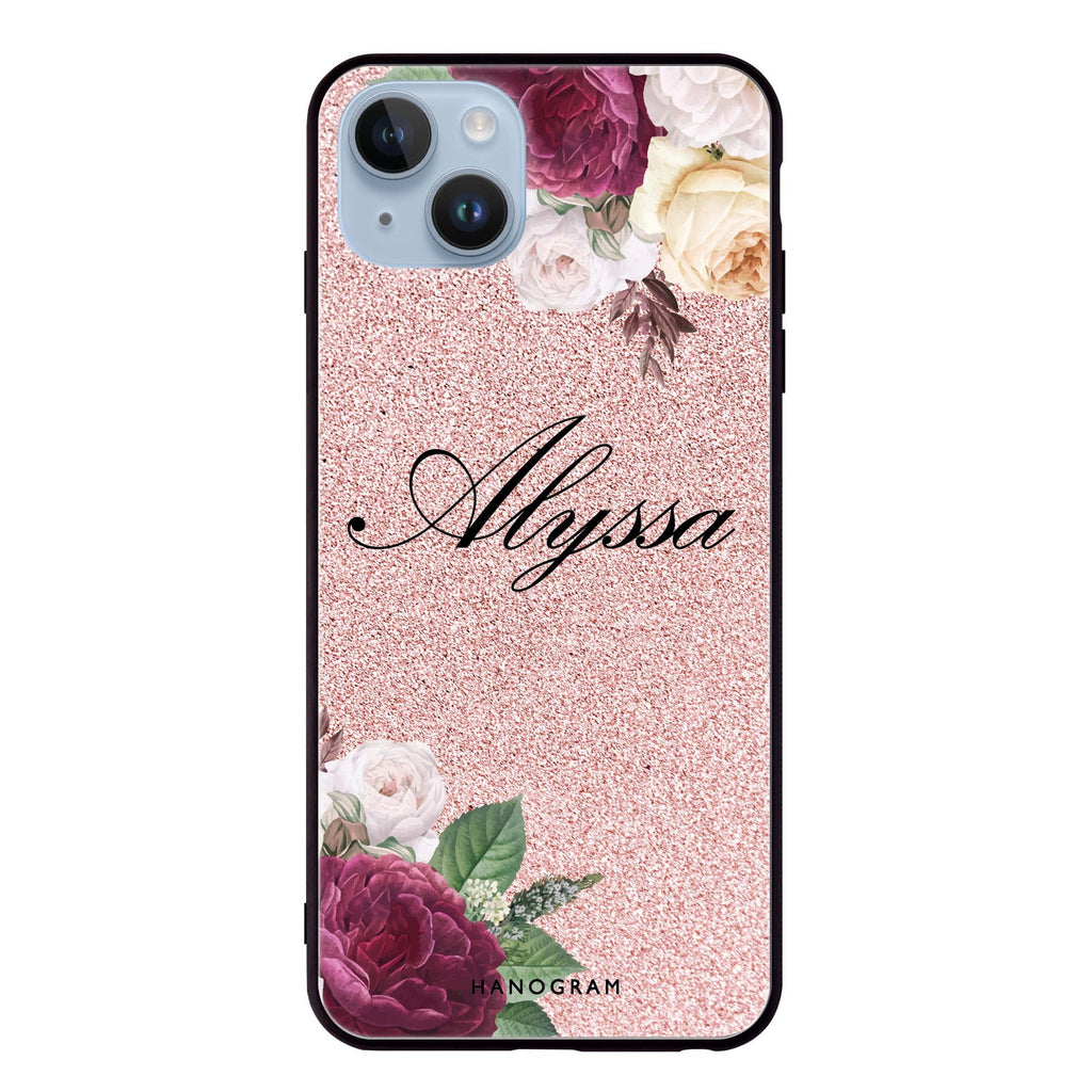 Glittering Floral iPhone 14 超薄強化玻璃殻