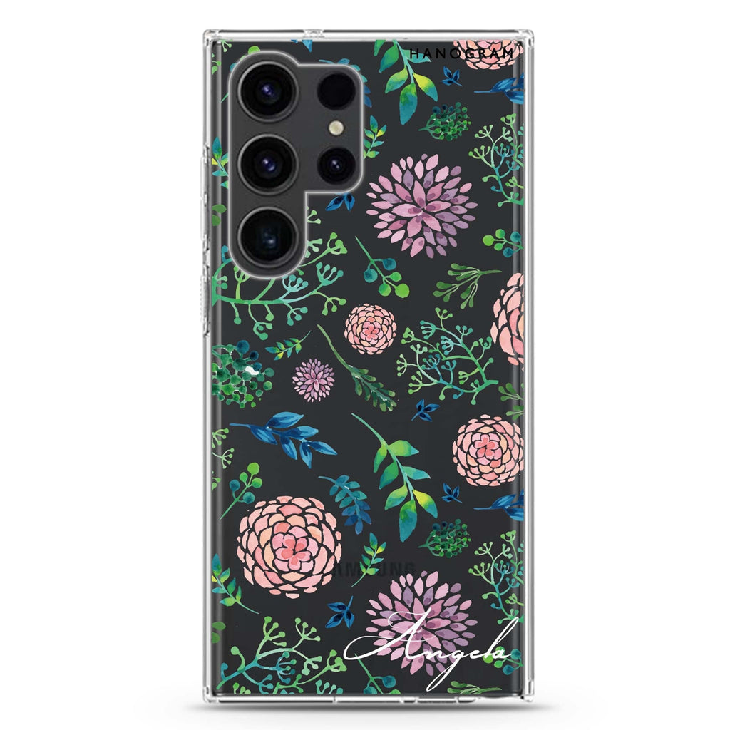 Paint Flower Samsung Galaxy Ultra 可加名字透明保護殼，適用 S26/S25/S24/S23 Ultra，圖1