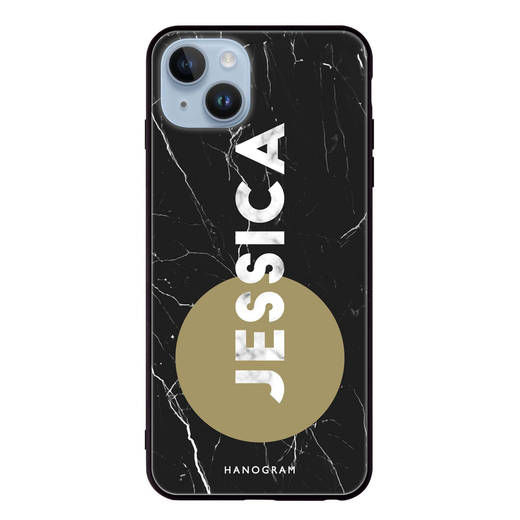 Black And Circle Marble iPhone 13 Mini 超薄強化玻璃殻