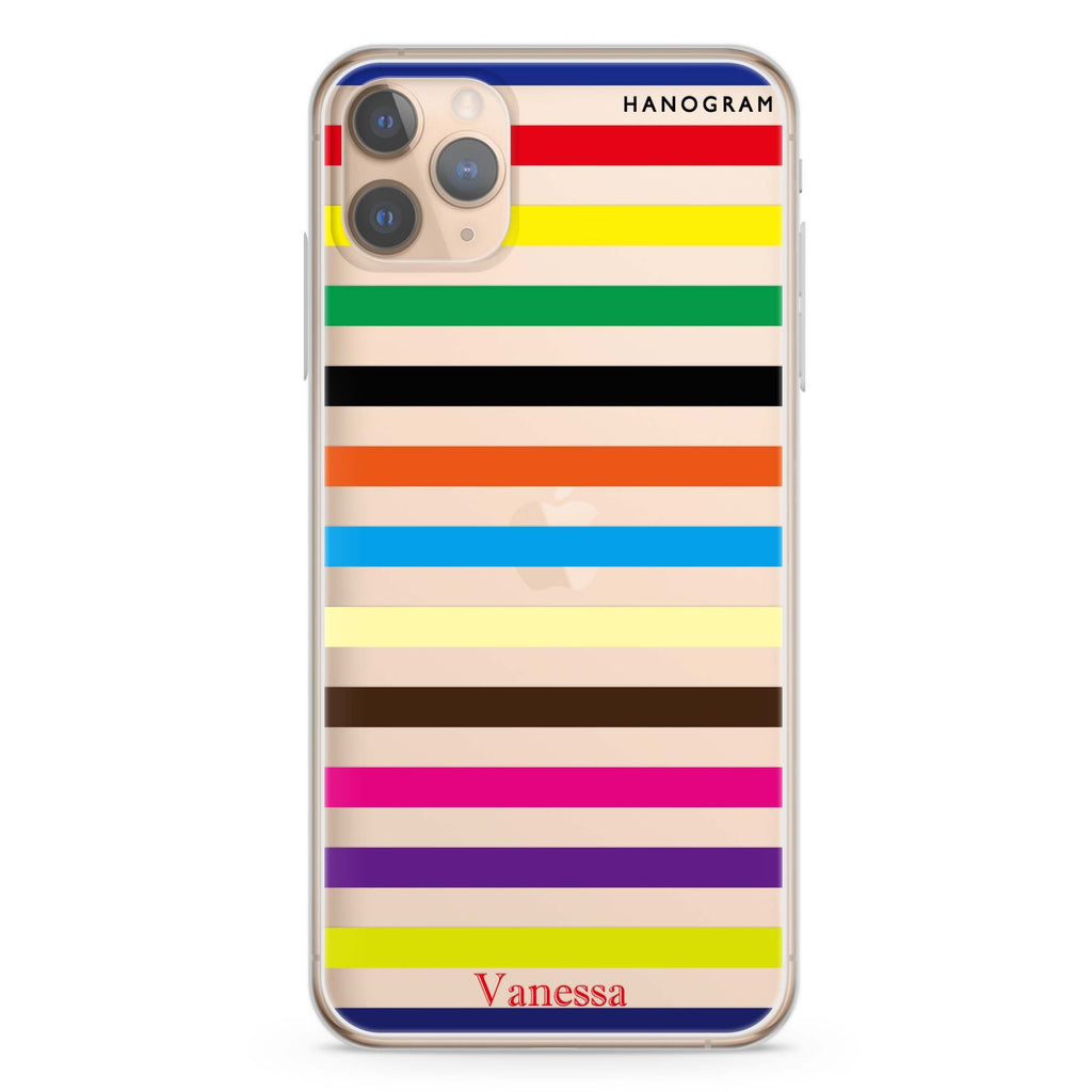 colorful stripe iPhone 11 Pro 水晶透明保護殼