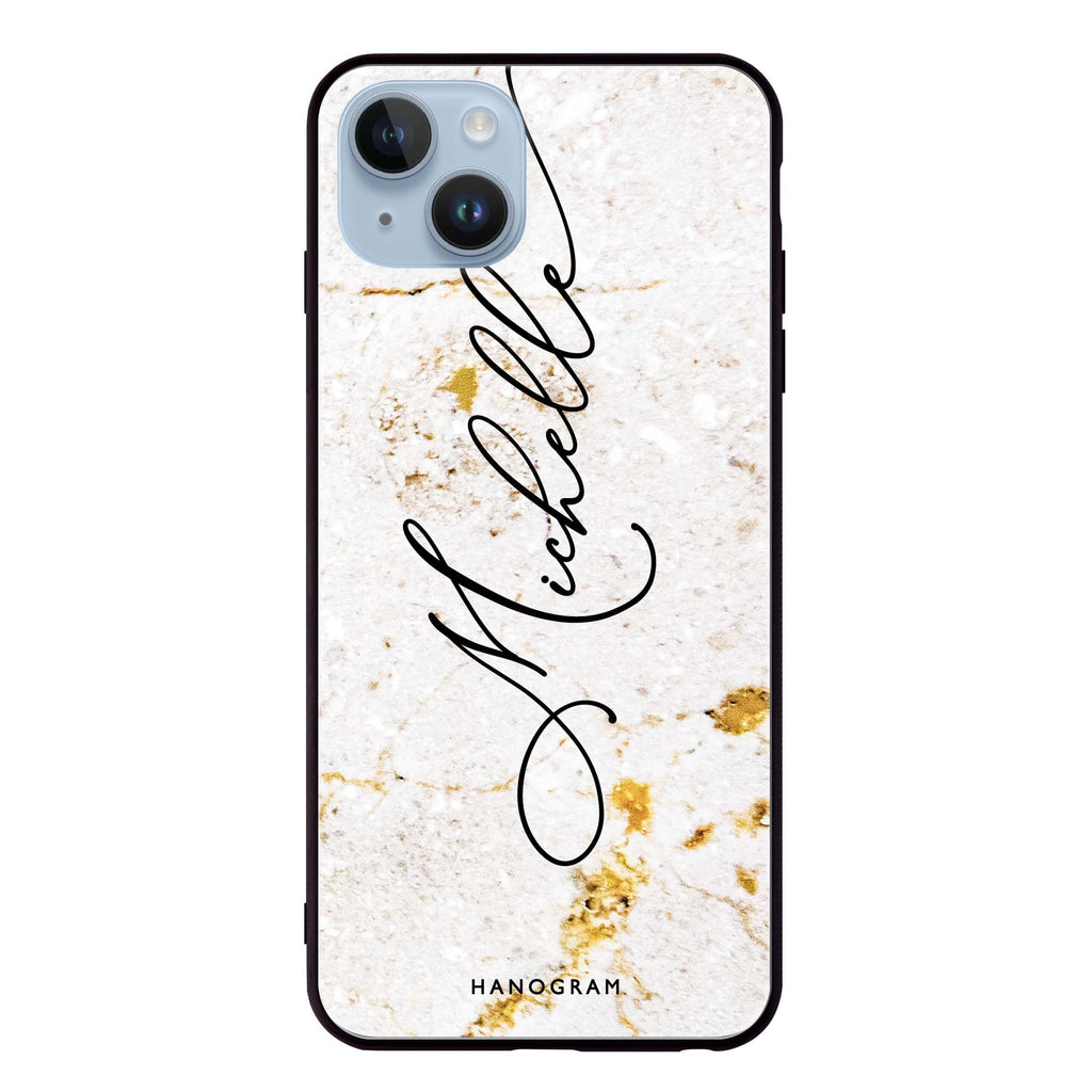 White And Gold Marble iPhone 13 超薄強化玻璃殻
