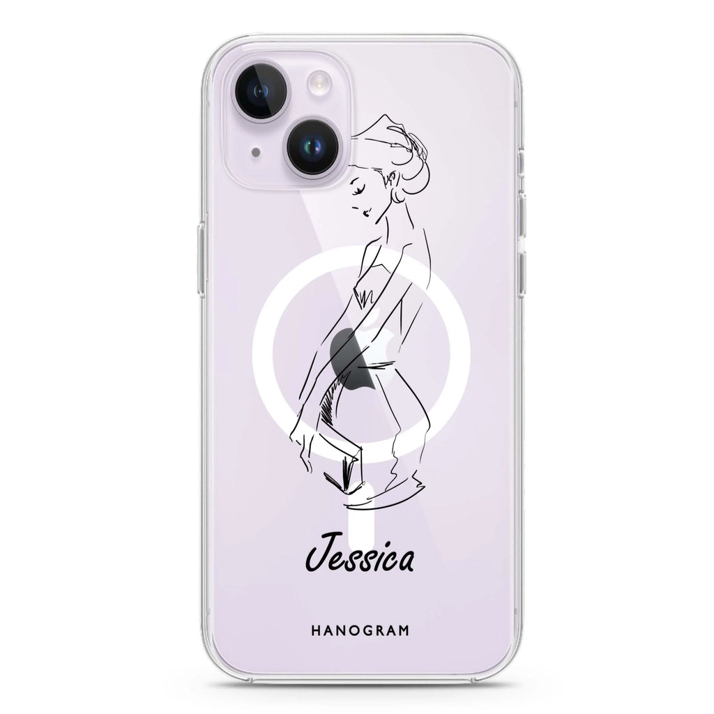 Scribble Girl iPhone 14 Plus Magsafe 兼容水晶透明保護殼