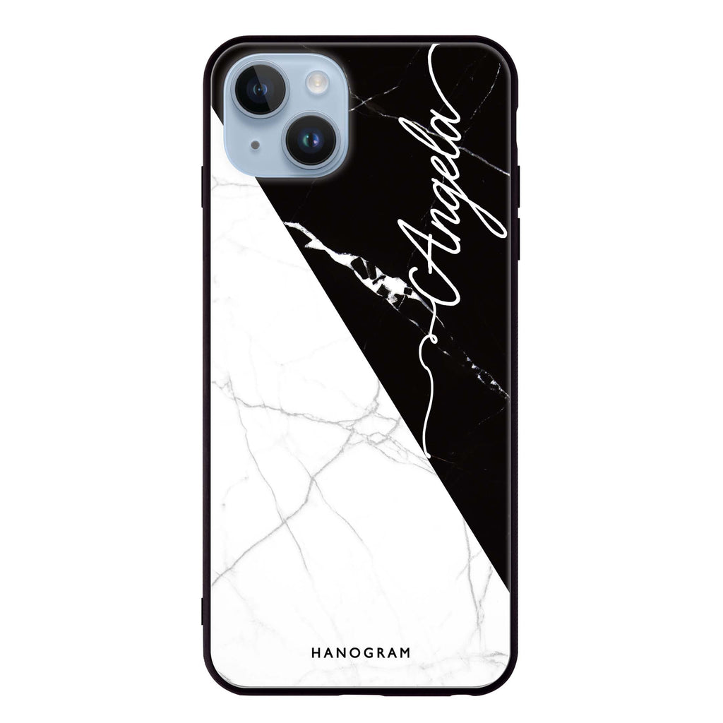 Black And White Marble iPhone 13 Mini 超薄強化玻璃殻
