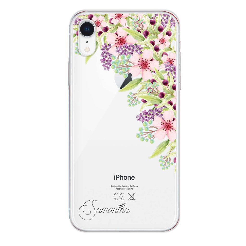 Pink Flowers iPhone XR 水晶透明保護殼