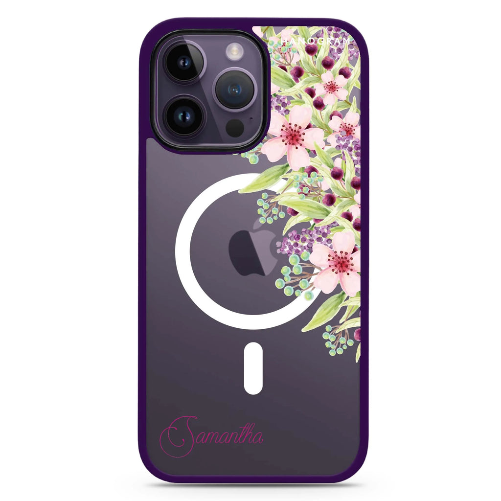 Pink Flowers Magsafe 兼容防衝擊保護殼