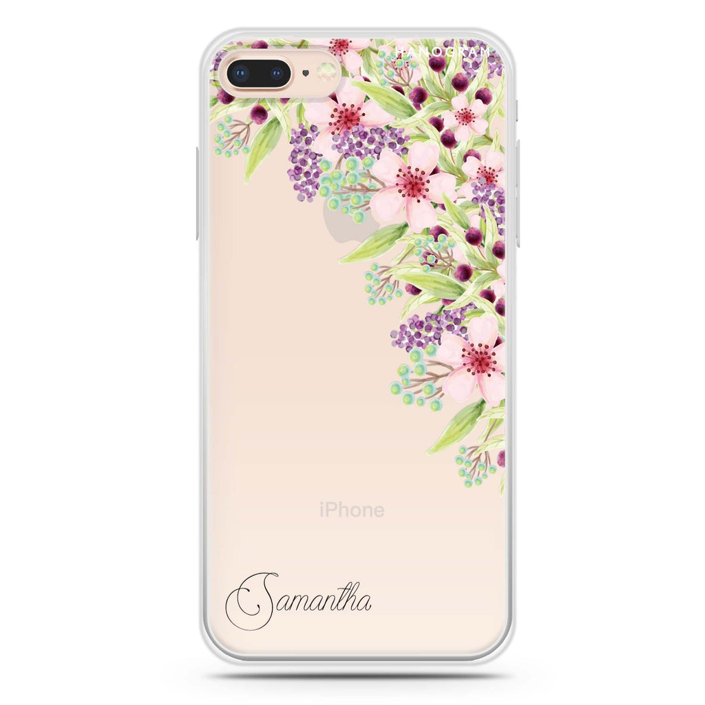 Pink Flowers iPhone 8 Plus 水晶透明保護殼