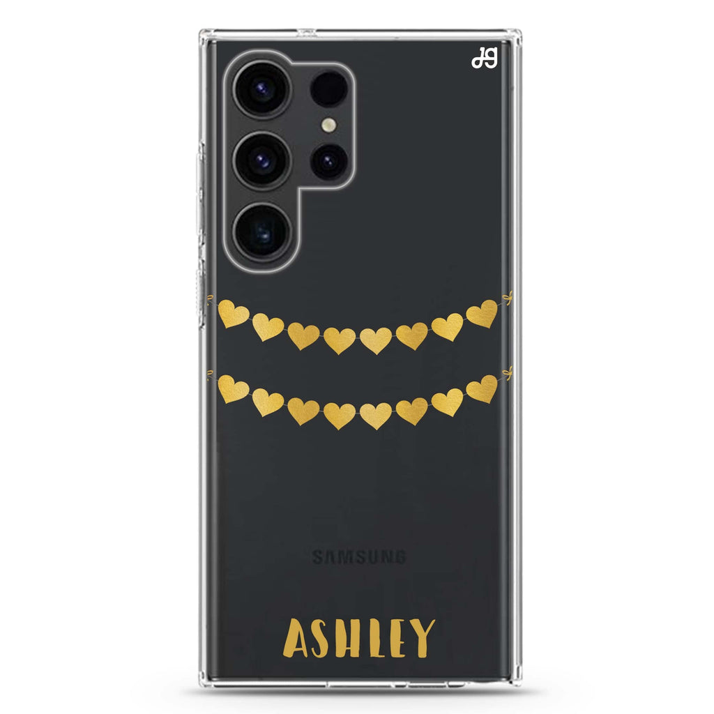Golden Heart Samsung Galaxy Ultra 可加名字透明保護殼，適用 S26/S25/S24/S23 Ultra，圖1