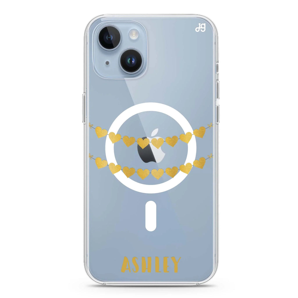 Golden Heart iPhone 14 Magsafe 兼容水晶透明保護殼