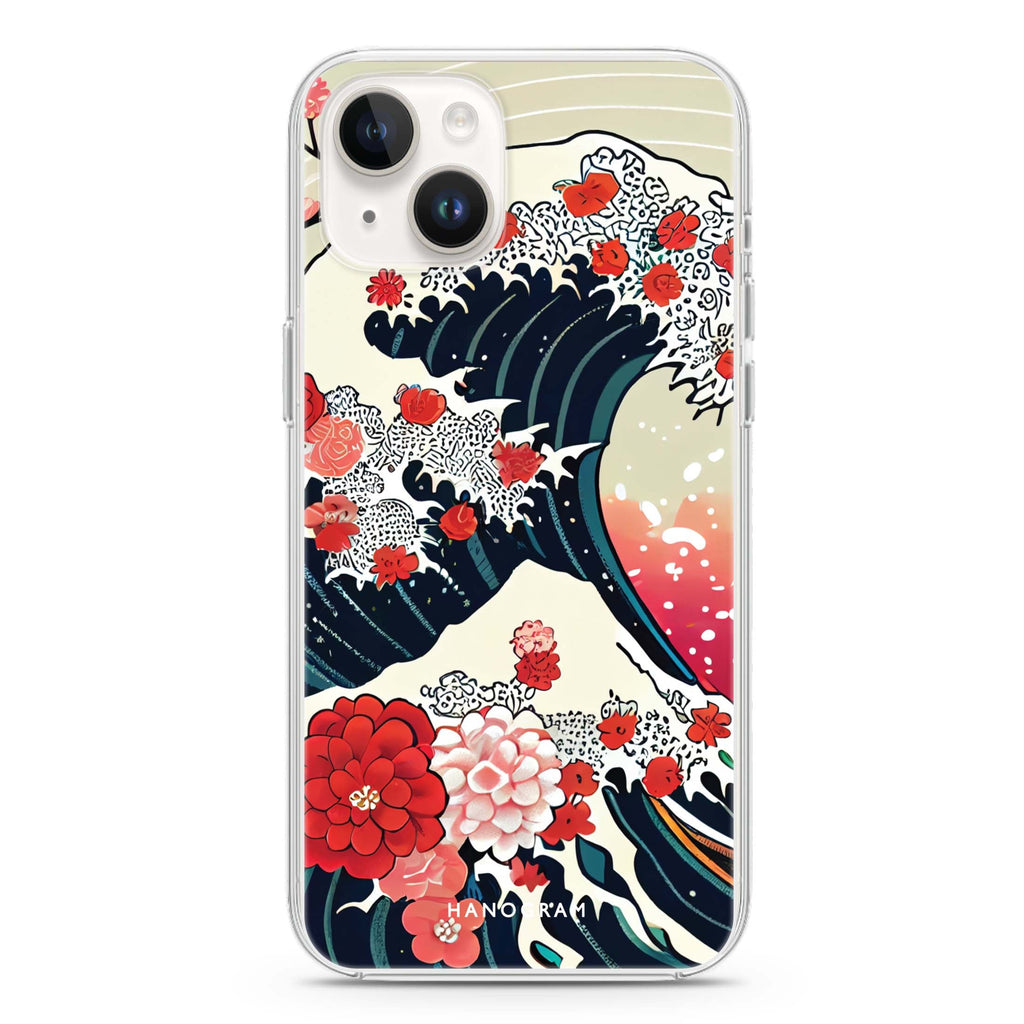 Waves & Flowers iPhone 14 Magsafe 兼容水晶透明保護殼
