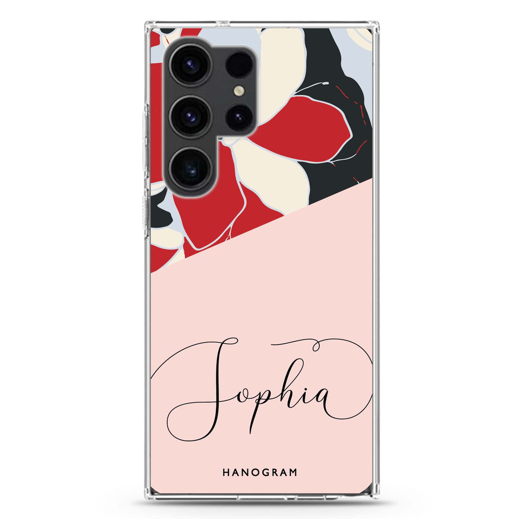 Floral POP Samsung Galaxy Ultra 可加名字透明保護殼，適用 S26/S25/S24/S23 Ultra，圖1