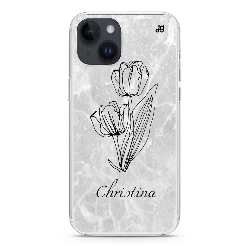 Marble And Exquisite Flowers iPhone 14 Magsafe 兼容水晶透明保護殼