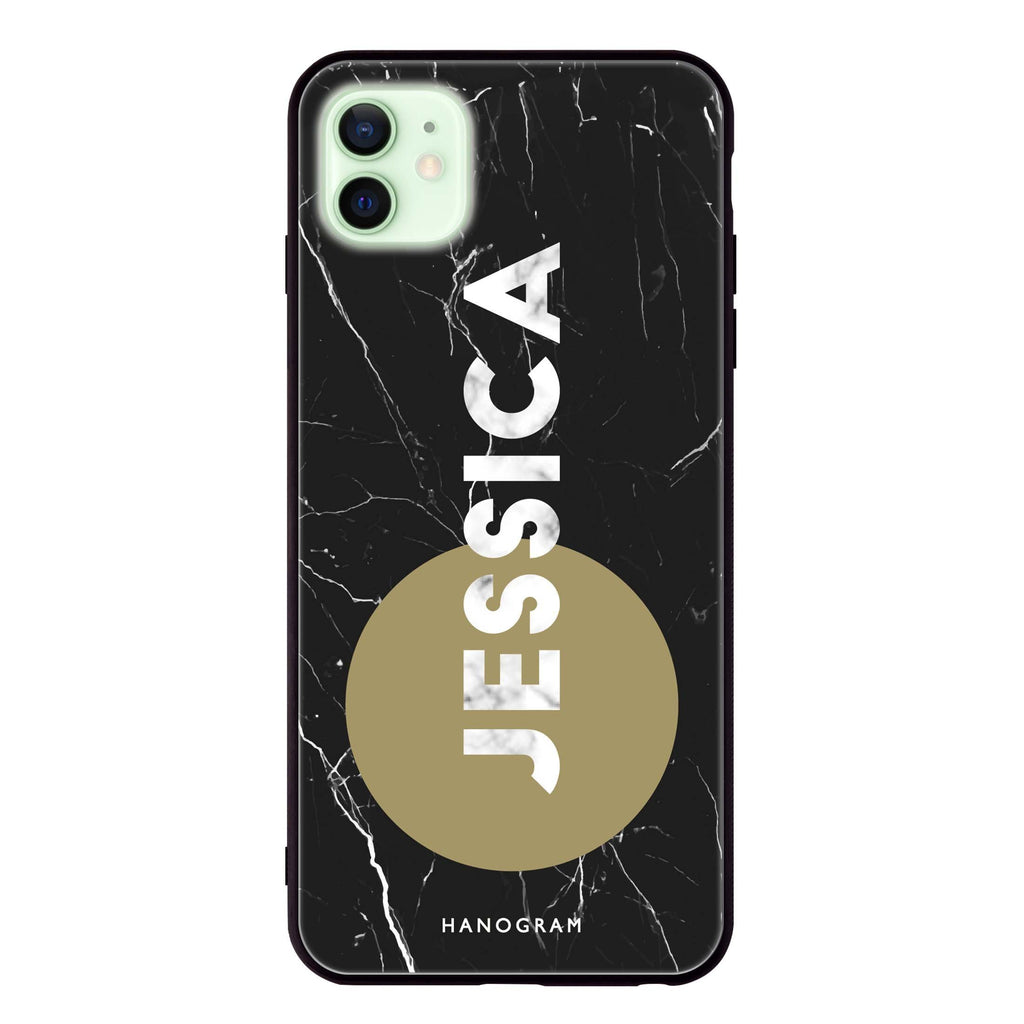 Black And Circle Marble iPhone 12 超薄強化玻璃殻
