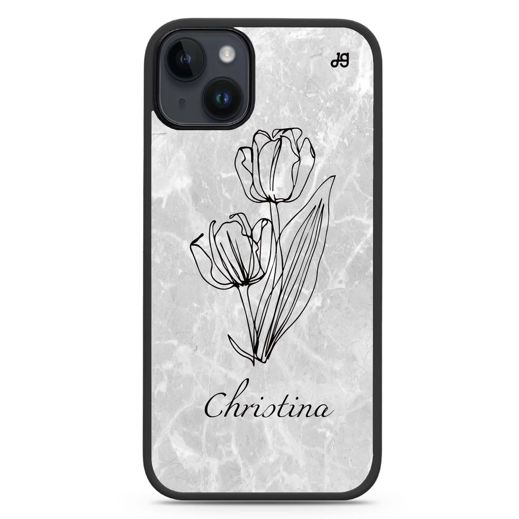 Marble And Exquisite Flowers iPhone 14 Plus Magsafe 兼容防衝擊保護殼