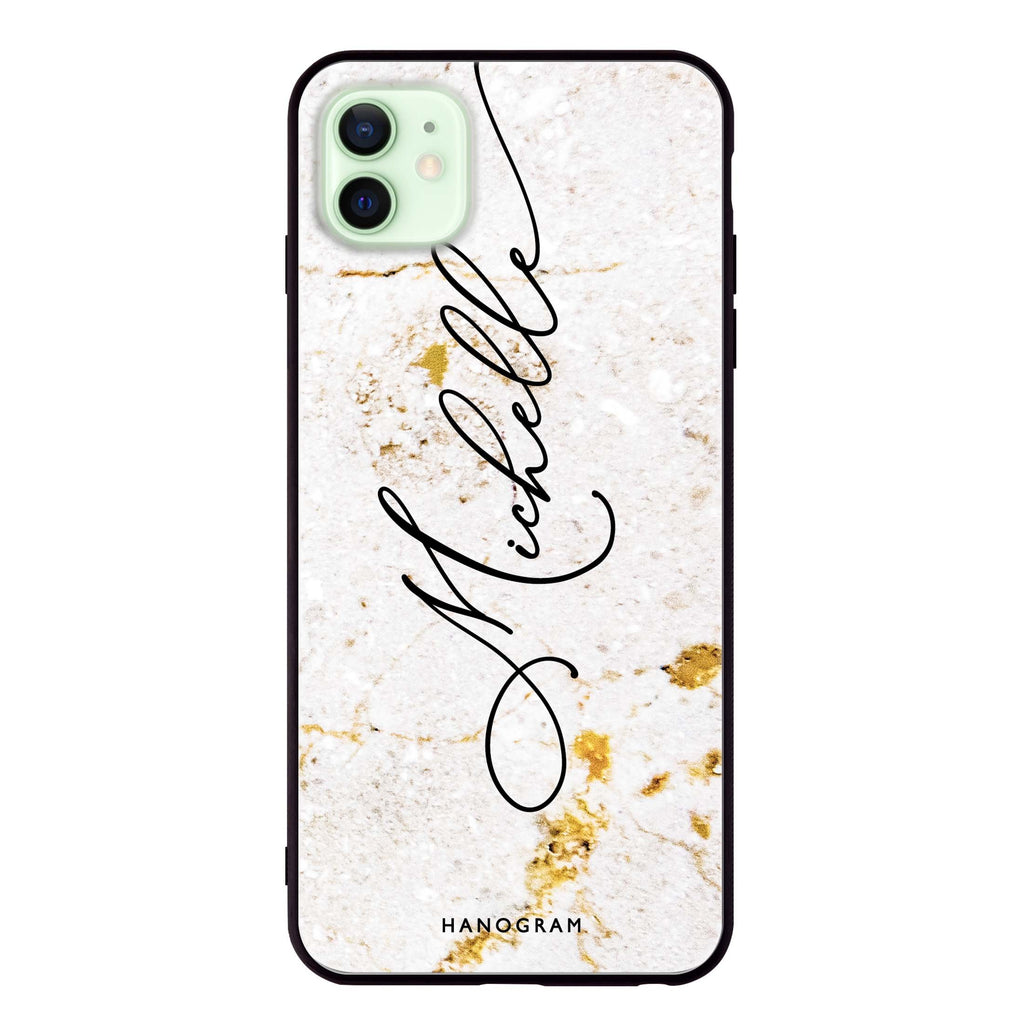 White And Gold Marble iPhone 12 mini 超薄強化玻璃殻
