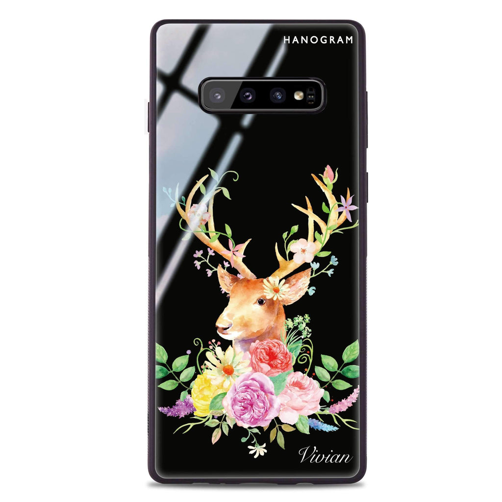 Floral & Deer Samsung S10 超薄強化玻璃殻