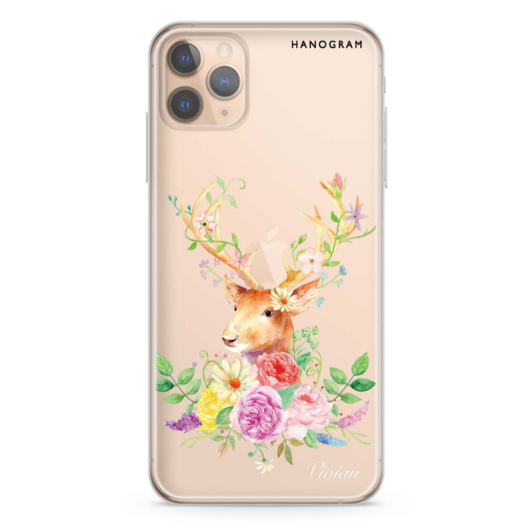 Floral & Deer iPhone 11 Pro Max 水晶透明保護殼