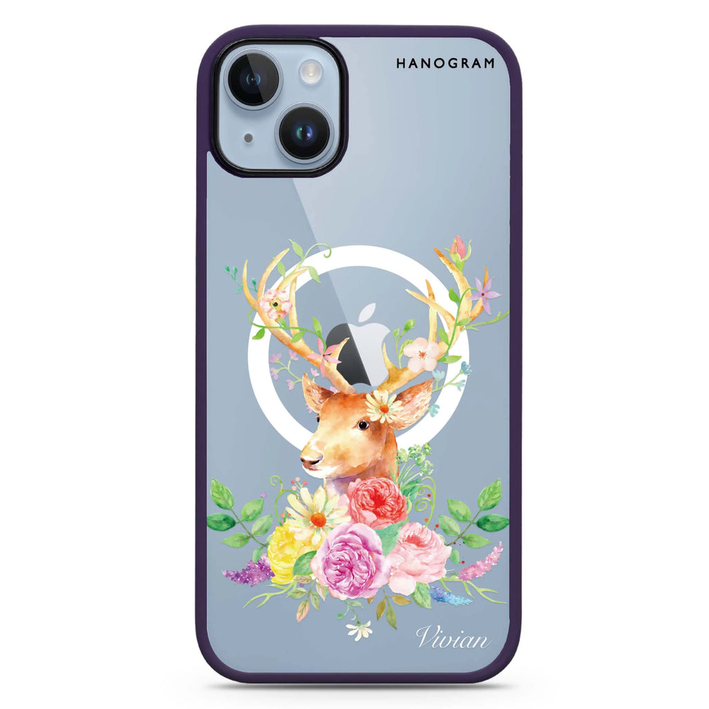Floral & Deer iPhone 14 Plus Magsafe 兼容防衝擊保護殼