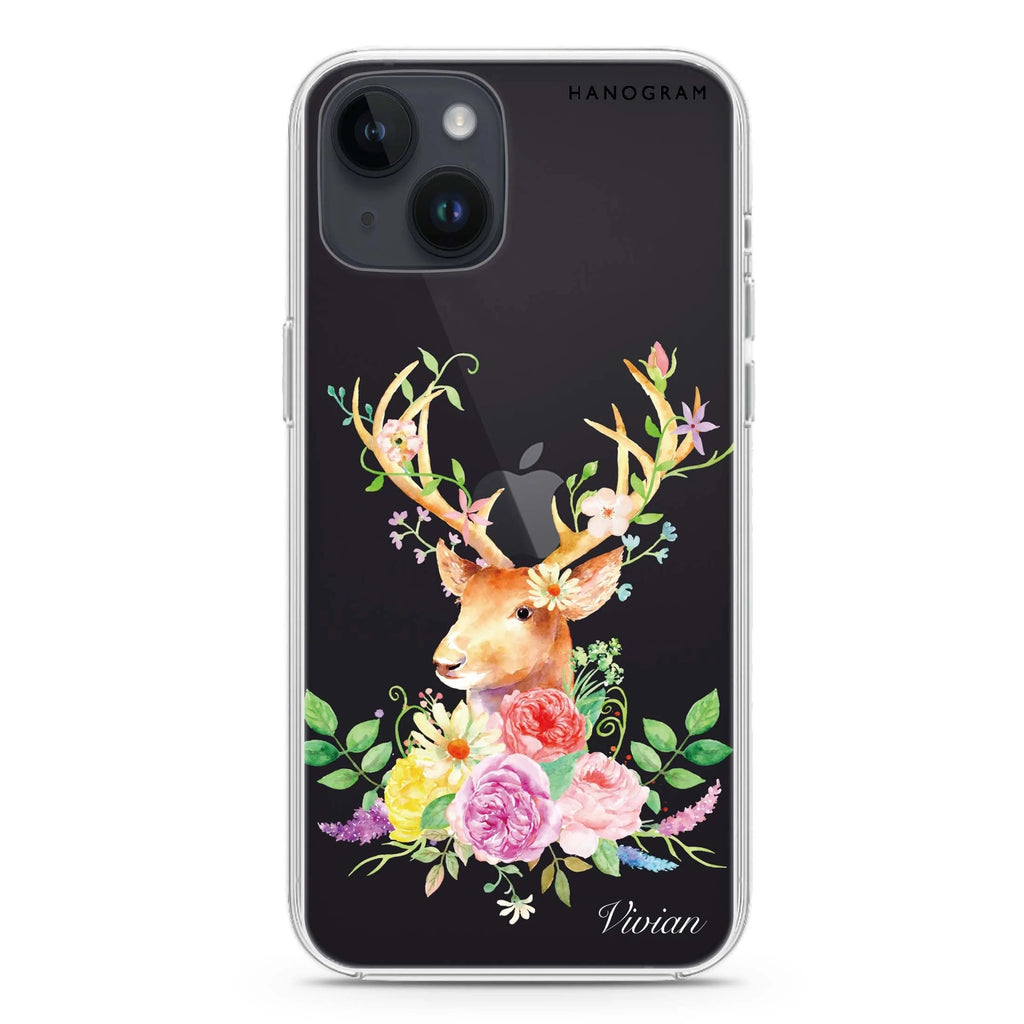 Floral & Deer iPhone 14 水晶透明保護殼