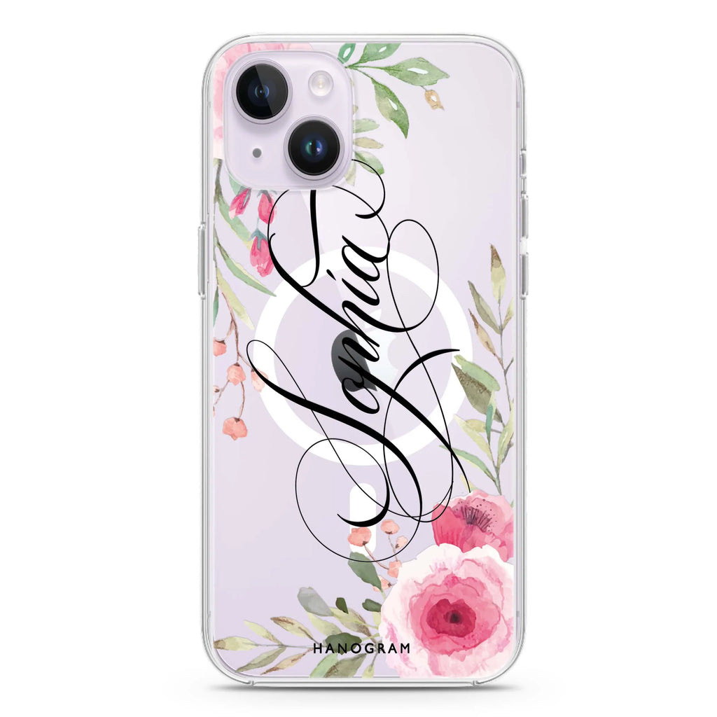 Flowers Fantasy iPhone 14 Plus Magsafe 兼容水晶透明保護殼