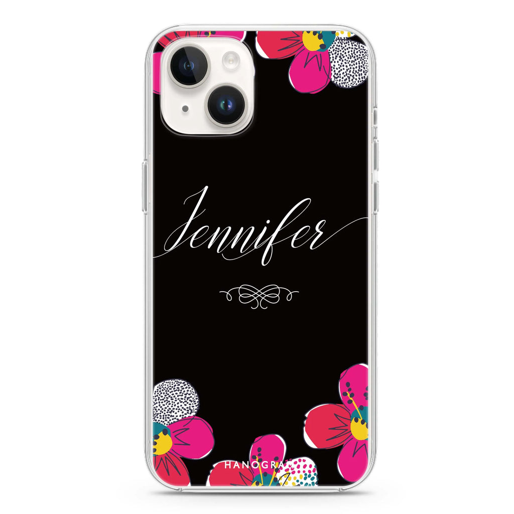 Stunning Floral iPhone 14 Plus Magsafe 兼容水晶透明保護殼