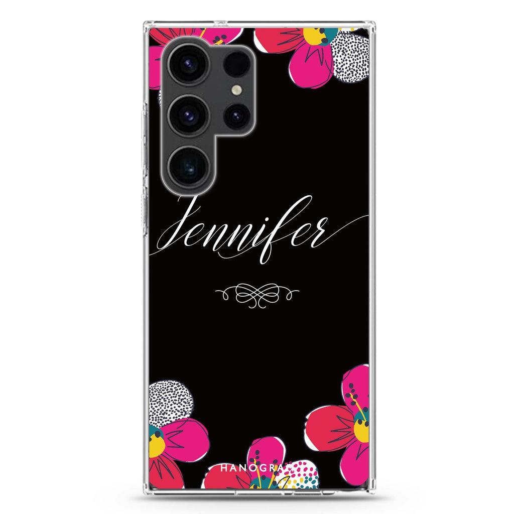 Stunning Floral Samsung Galaxy Ultra 可加名字透明保護殼，適用 S26/S25/S24/S23 Ultra，圖1