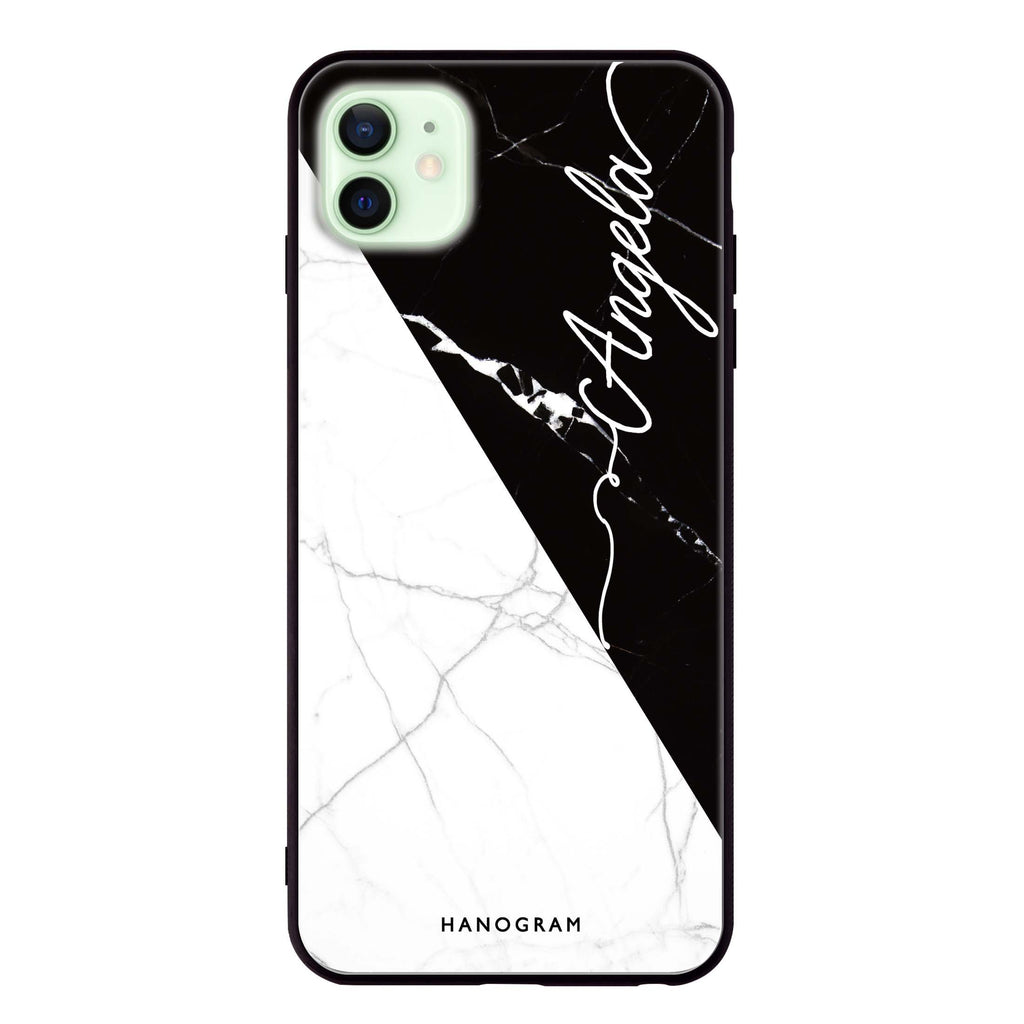 Black And White Marble iPhone 12 mini 超薄強化玻璃殻