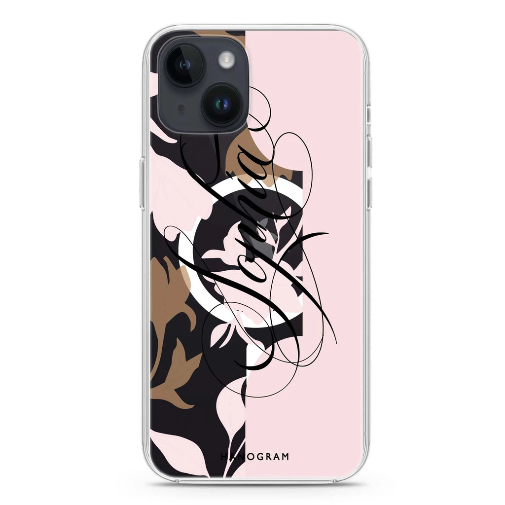 Floral Block iPhone 14 Magsafe 兼容水晶透明保護殼