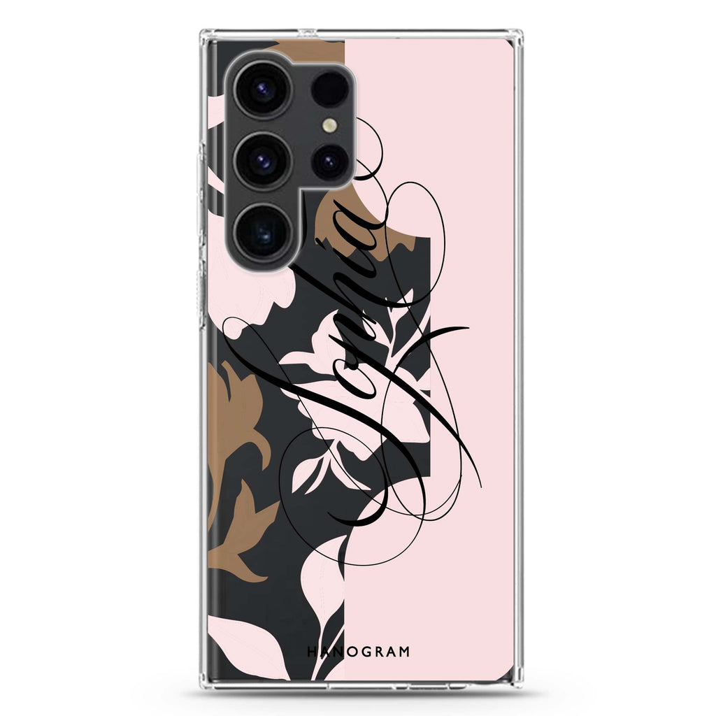 Floral Block Samsung Galaxy Ultra 可加名字透明保護殼，適用 S26/S25/S24/S23 Ultra，圖1