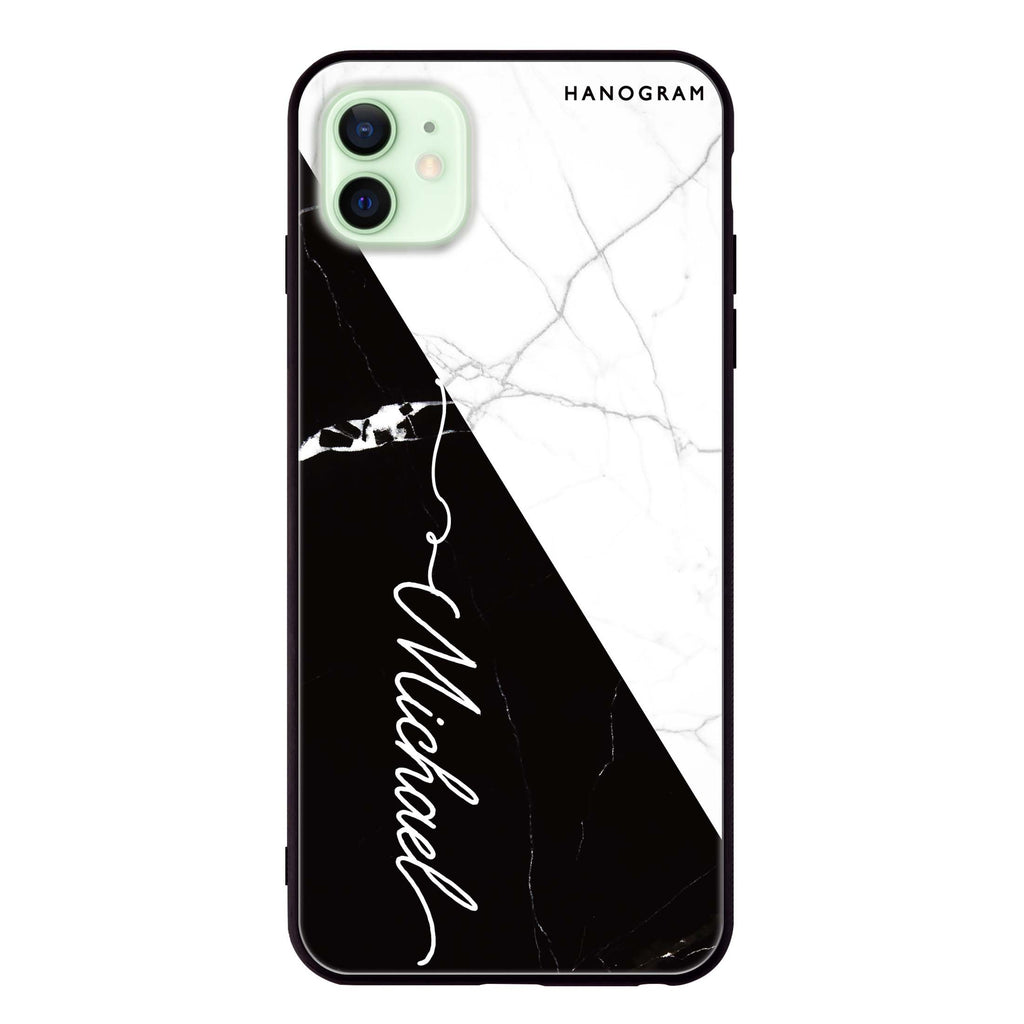 White And Black Marble iPhone 12 mini 超薄強化玻璃殻