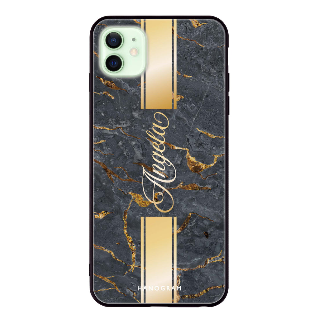 Luxury Gold Marble iPhone 12 mini 超薄強化玻璃殻