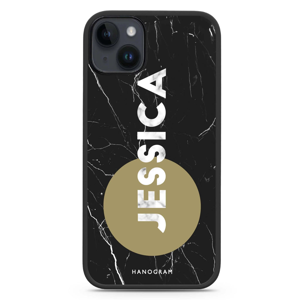 Black And Circle Marble iPhone 14 Plus Magsafe 兼容防衝擊保護殼