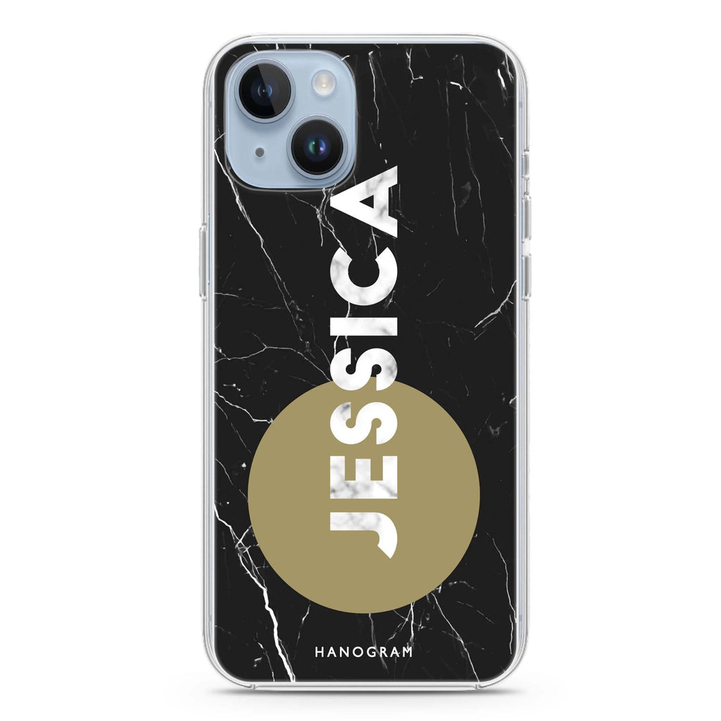 Black And Circle Marble iPhone 14 水晶透明保護殼