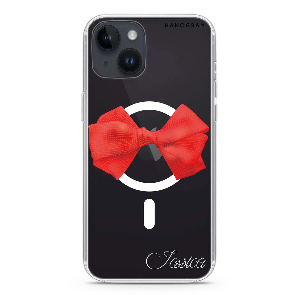 Red Bow iPhone 14 Magsafe 兼容水晶透明保護殼