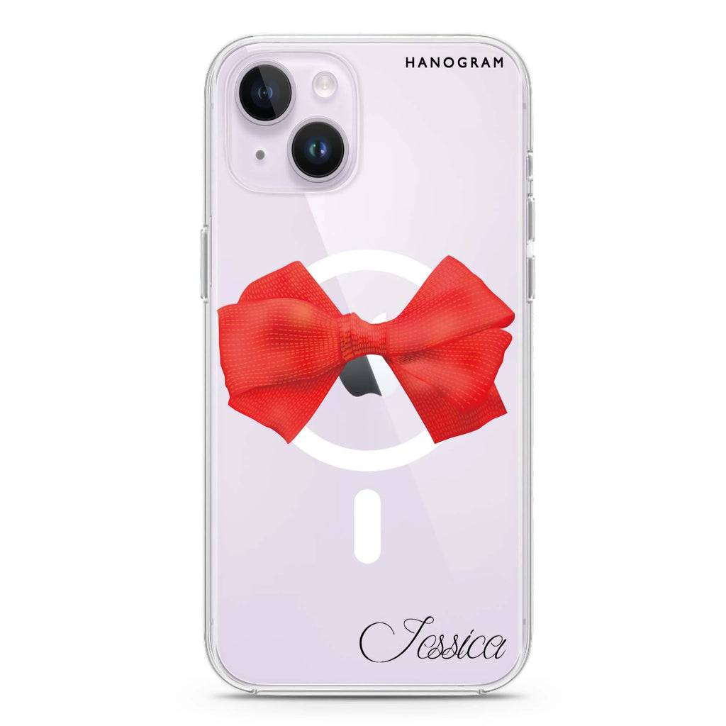 Red Bow iPhone 14 Plus Magsafe 兼容水晶透明保護殼
