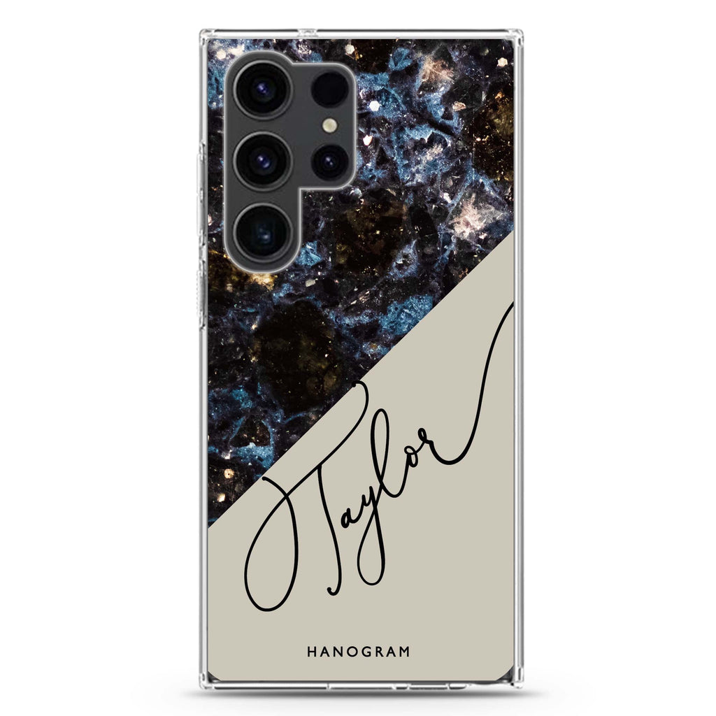 Black Marble Samsung Galaxy Ultra 可加名字透明保護殼，適用 S26/S25/S24/S23 Ultra，圖1