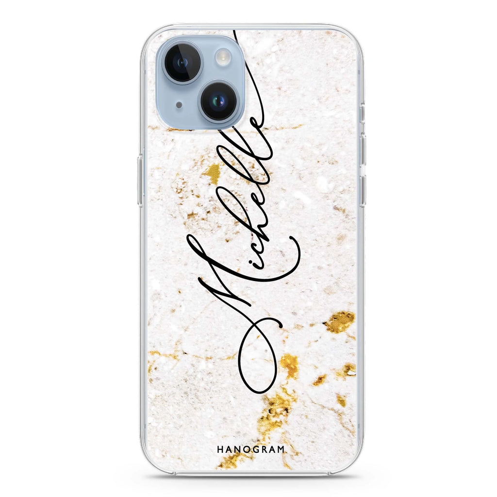 White And Gold Marble iPhone 14 plus 水晶透明保護殼