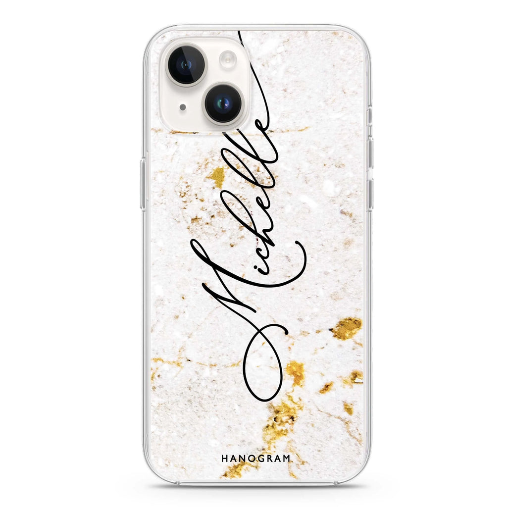 White And Gold Marble iPhone 14 水晶透明保護殼