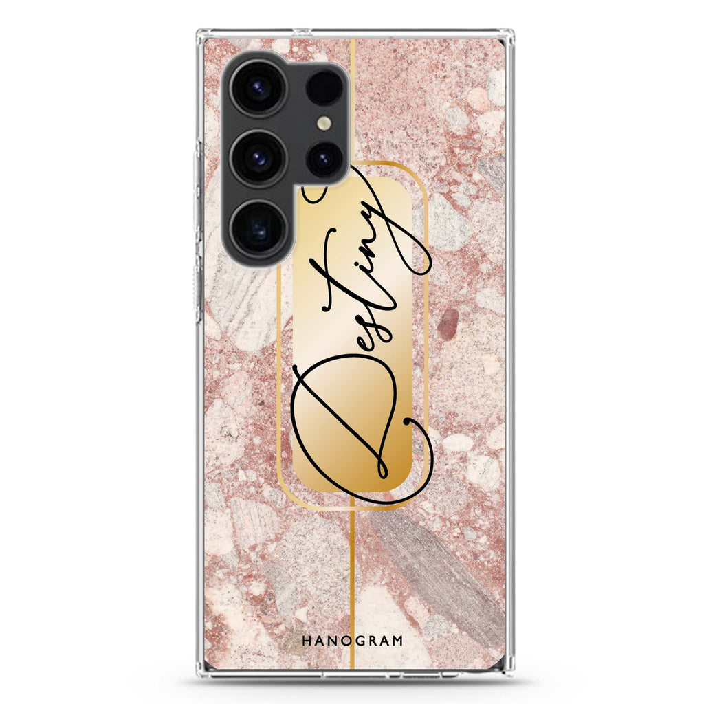 Golden Marble Samsung Galaxy Ultra 可加名字透明保護殼，適用 S26/S25/S24/S23 Ultra，圖1