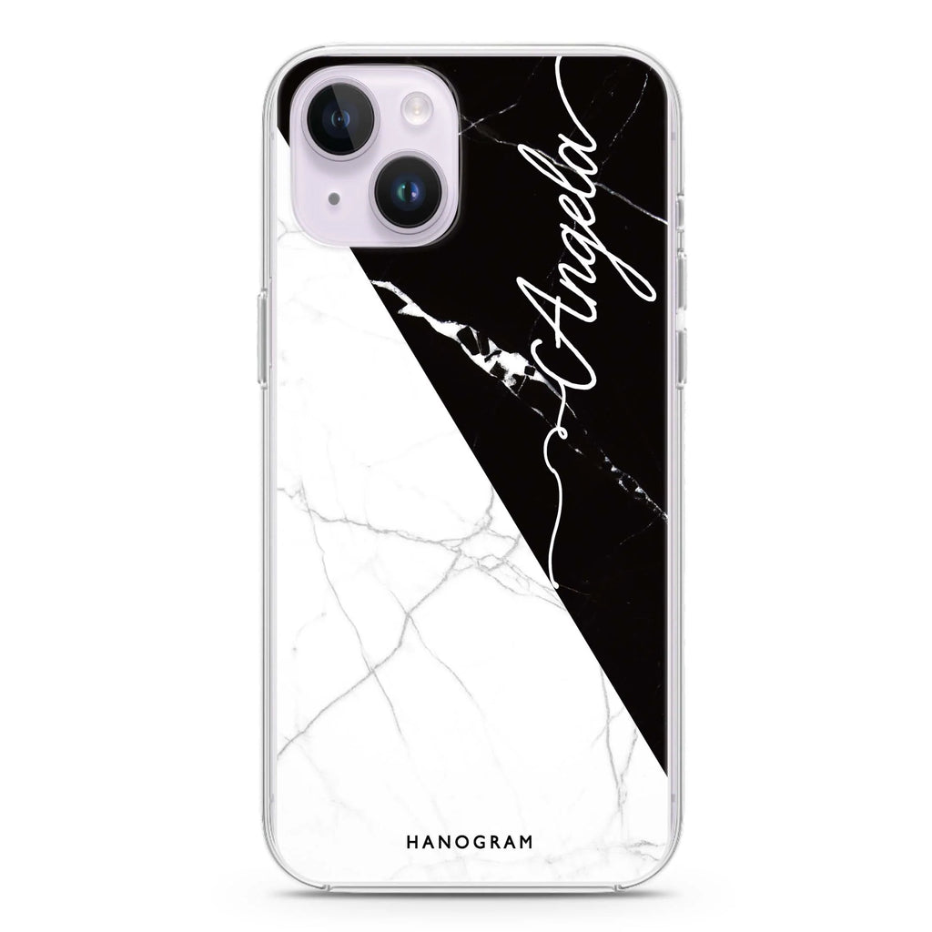 Black And White Marble iPhone 14 水晶透明保護殼