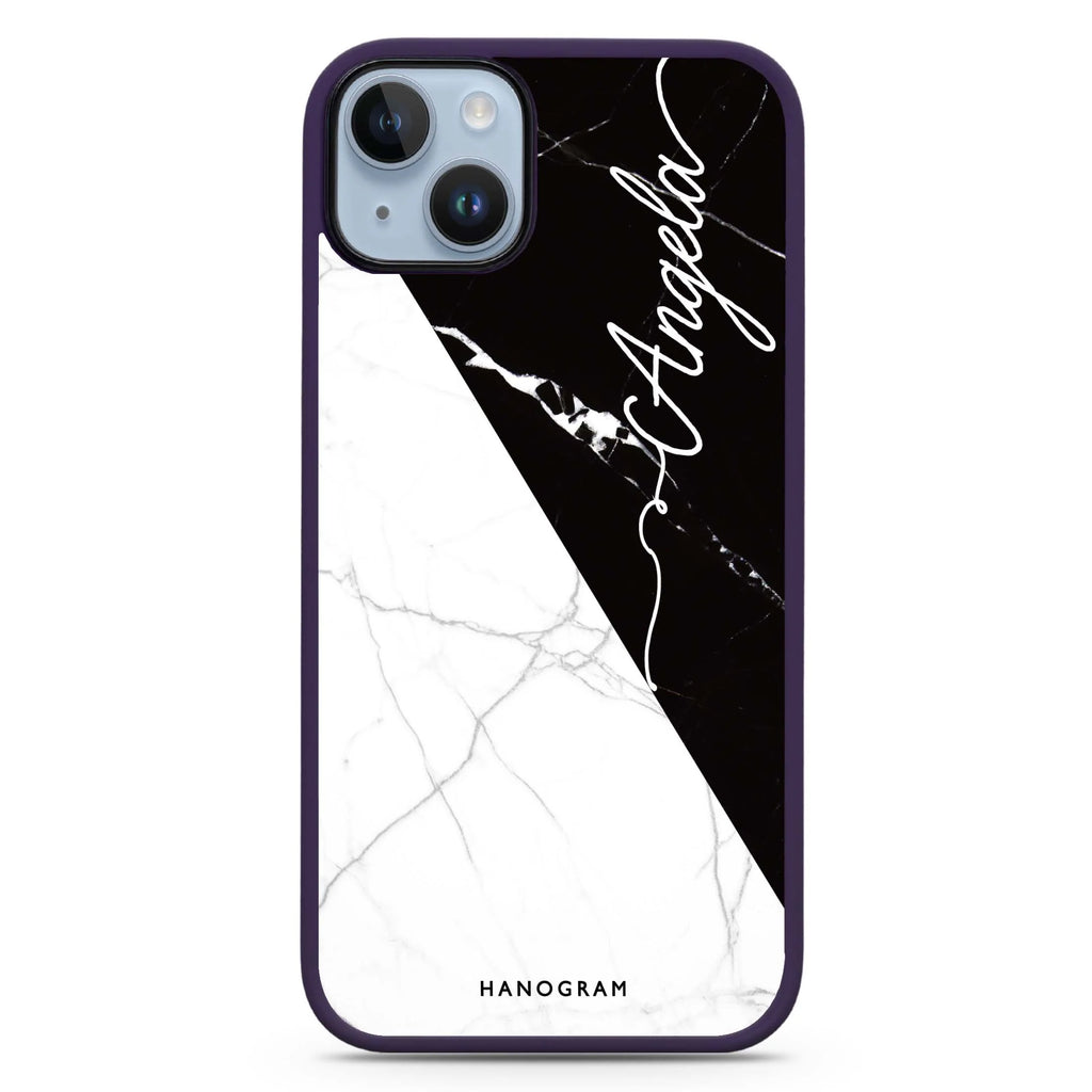 Black And White Marble iPhone 14 Plus Magsafe 兼容防衝擊保護殼