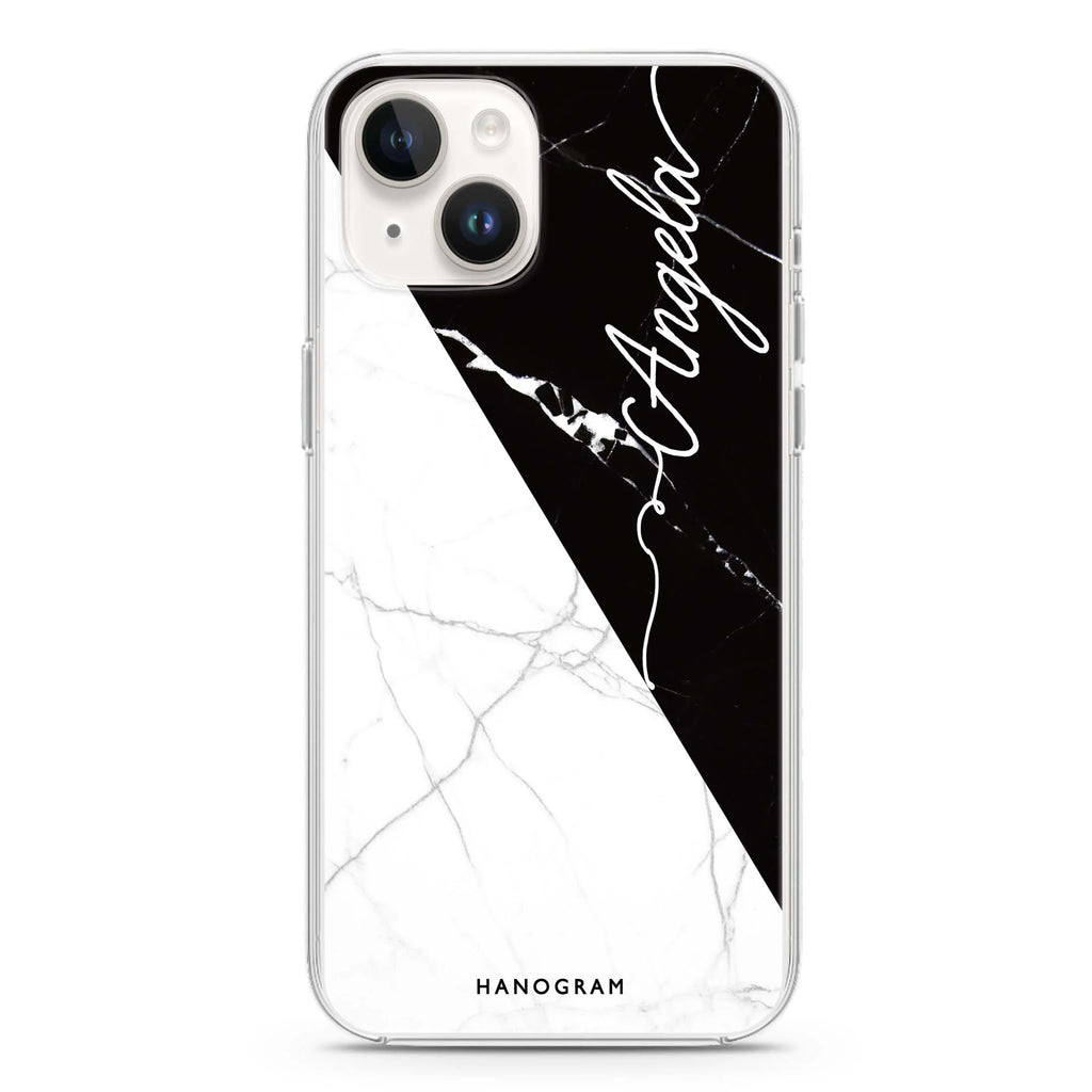 Black And White Marble iPhone 14 Plus Magsafe 兼容水晶透明保護殼