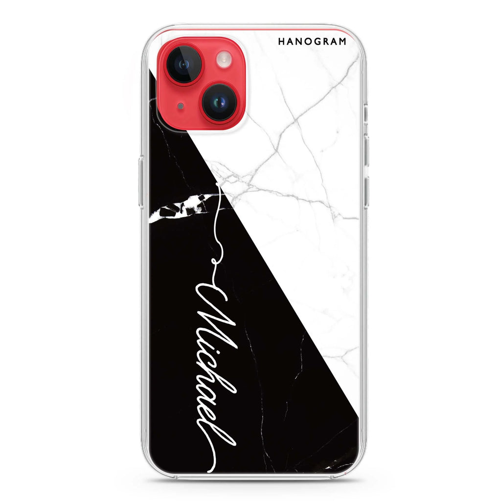 White And Black Marble iPhone 14 水晶透明保護殼