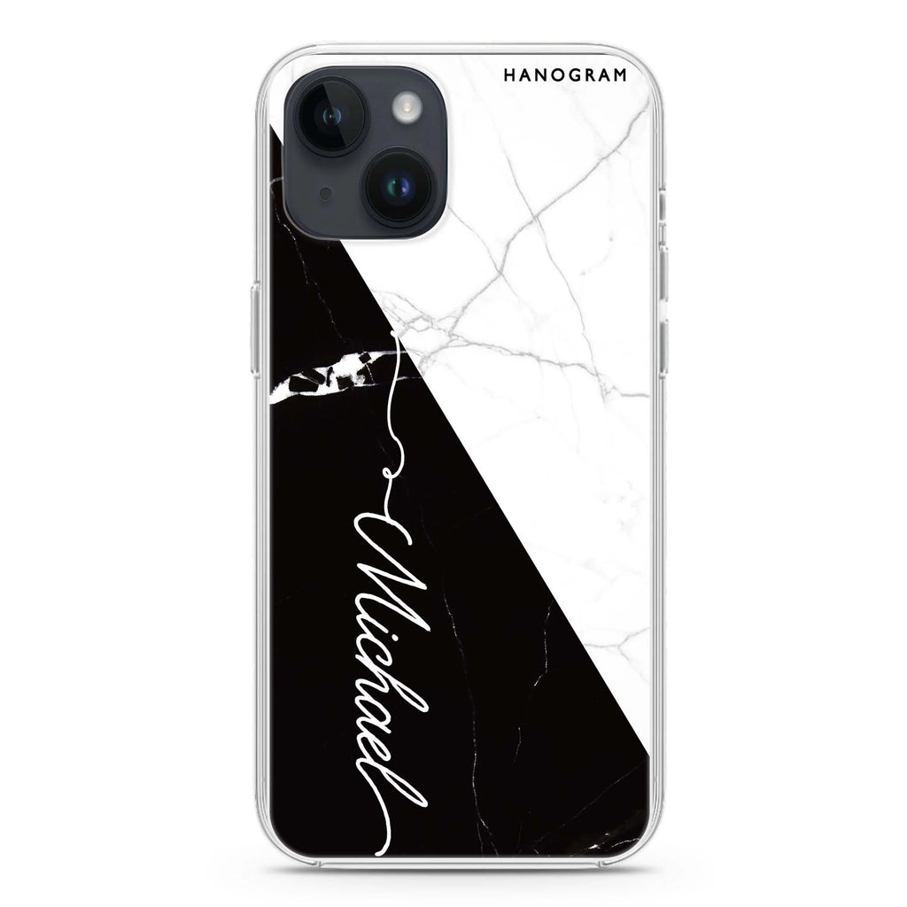 White And Black Marble iPhone 14 plus 水晶透明保護殼