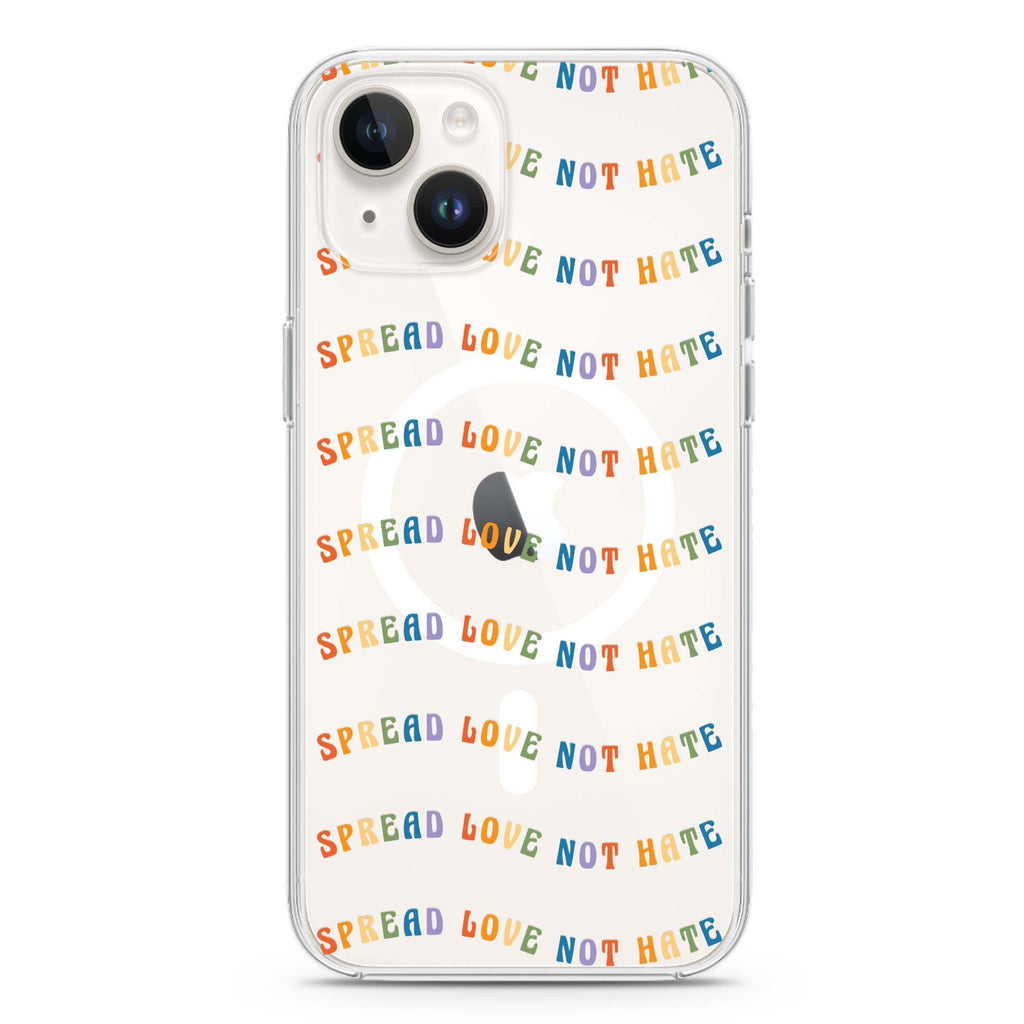 Spread Love not Hate iPhone 14 Magsafe 兼容水晶透明保護殼