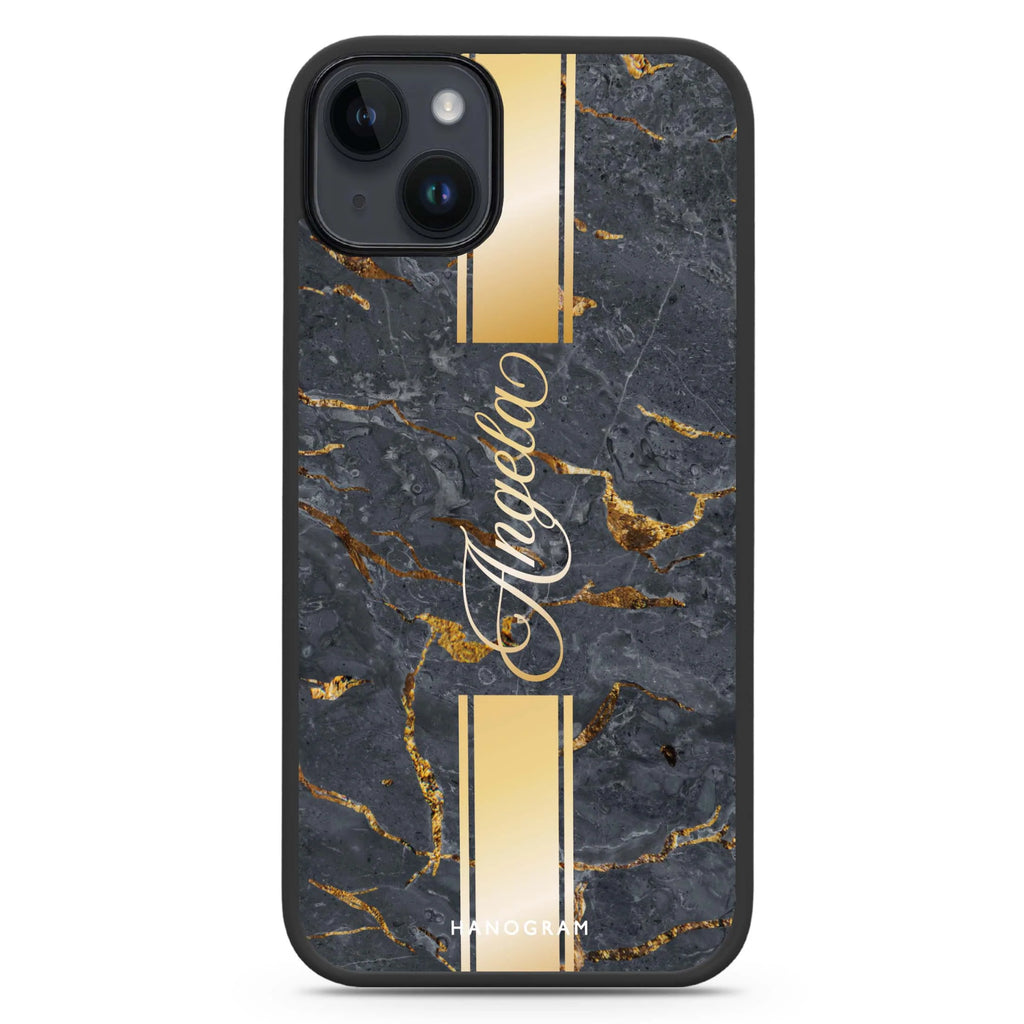 Luxury Gold Marble iPhone 14 Plus Magsafe 兼容防衝擊保護殼