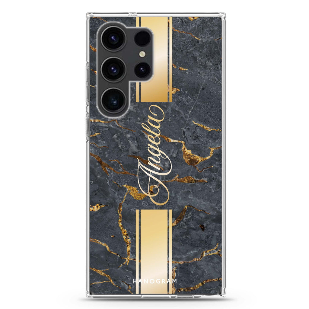 Luxury Gold Marble Samsung Galaxy Ultra 可加名字透明保護殼，適用 S26/S25/S24/S23 Ultra，圖1