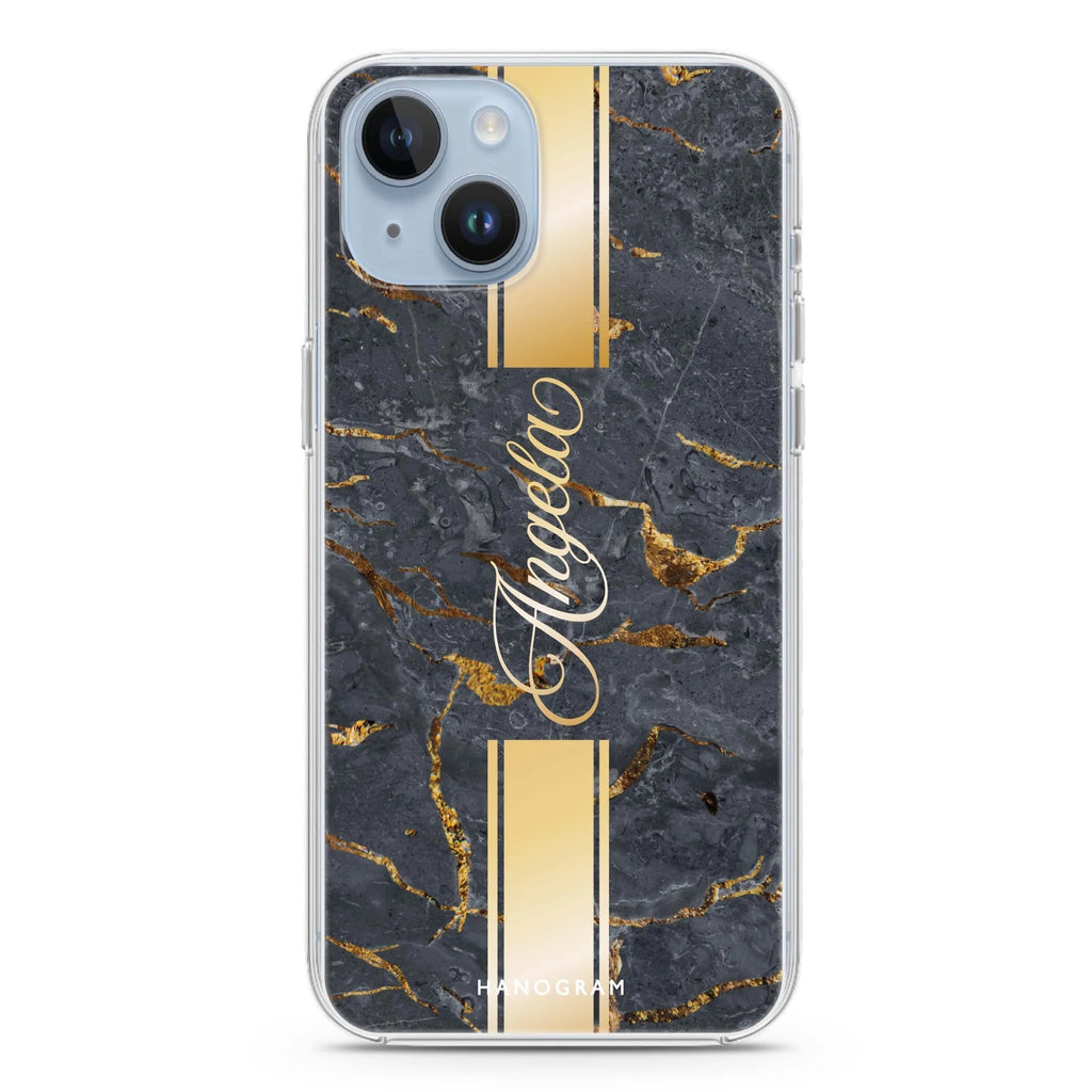 Luxury Gold Marble iPhone 14 plus 水晶透明保護殼